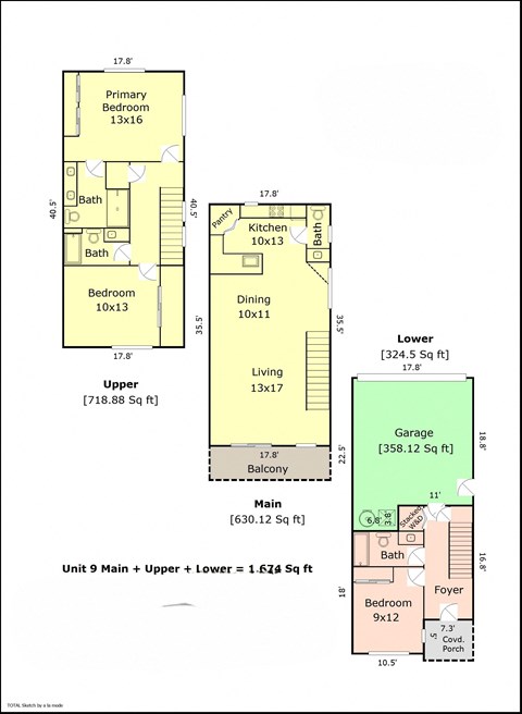 a floor plan of a house with two bedrooms and a living room
